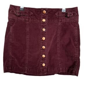 Gap Women's Burgundy 100% Cotton Corduroy Button Up Mini Skirt, Size 6, EUC